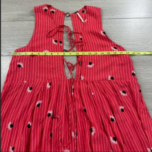Free People Lovely Day Tunic Tank Top Red Floral Keyhole Boho Festival - Picture 9 of 10